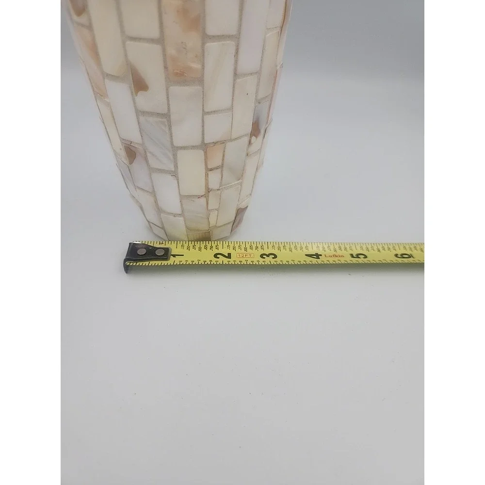 Mother of Pearl Mosaic Cylinder Vase 7